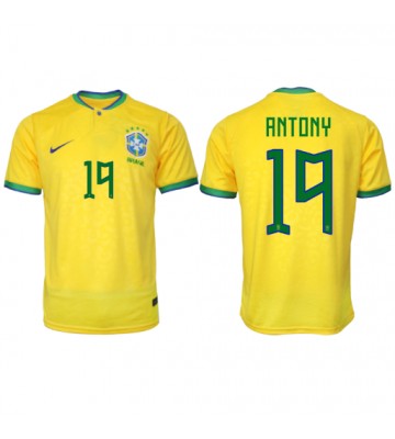 Brasilien Antony #19 Hemmatröja VM 2022 Kortärmad